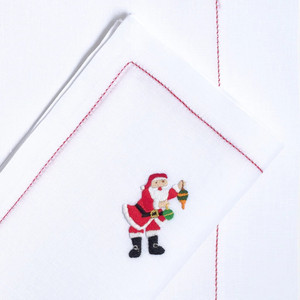 Ensemble de napperons et serviettes de table pour sapin de noël brodé père noël pour la maison restaurant ensemble de napperons et de serviettes de luxe en coton blanc - Product Image 4