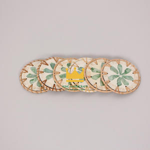 Posavasos de ratán redondo de alta calidad y placa de cargador Vietnam decoración del hogar pera Stock esteras y almohadillas - Product Image 1