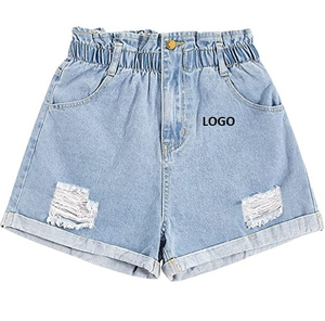 High Quality Canvas Denim Shorts Fashion High Waist Blue <b>Jeans</b> Casual Pants Elastic Waist <b>Drawstring</b> <b>Men</b> Denim Quick Dry - Product Image 5