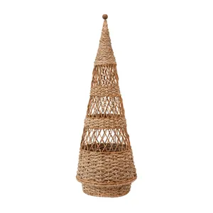 ต้นคริสต์มาสทรงกรวยจากหญ้าทะเลถักเปียธรรมชาติ ของตกแต่งคริสต์มาส - Product Image 5