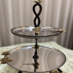 Soporte de madera para pasteles de 2 niveles, Color blanco esmaltado con diseño de exhibición de forma de rama de árbol para postres dulces, soporte para cupcakes - Product Image 4