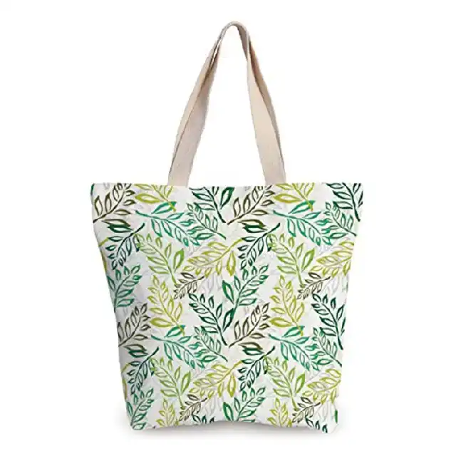 Source Bolso de mano de algodón 100% orgánico con estampado de hojas para  mujer, bolsa de mano con correas de mango, logotipo personalizado, venta al  por mayor on m.alibaba.com