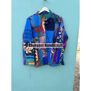 Chaqueta acolchada de algodón Unisex hecha a mano India transpirable Reversible ligero cálido capas todas las estaciones diseño de retazos - Product Image 1