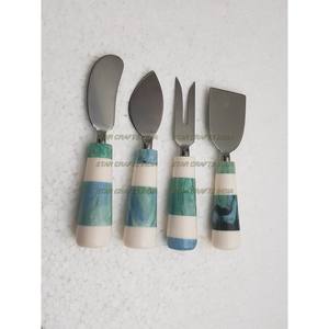 ชุดช้อนส้อมมีดที่มีด้ามจับเรซินดีไซน์ใหม่ชุดเครื่องใช้บนโต๊ะอาหารโลหะ - Product Image 4