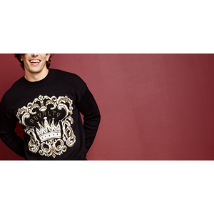 Maglione da Uomo Maluma Royalty Vestibilità Rilassata in Jacquard Birdseye con Logo Ricamato Nero Taglia Piccola - Product Image 2