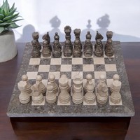 Jeu d'échecs moderne en marbre Oceanic Verona, plateau en pierre naturelle, pièces faites à la main, revêtement mural de salle à manger sécurisé, cuisine, directement de l'usine
