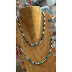 Collier de perles graduées en turquoise égyptienne et argent sterling, style Navajo, idéal pour un cadeau - Product Image 3