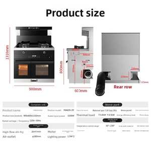 Ventes directes usine : Ensemble cuisinière et hotte aspirante intégrée à aspiration latérale, double cuisinière à gaz, pour usage domestique - Product Image 5