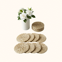 Sous-verre rustique en rotin fait main en Inde, 4 pouces, finition naturelle, tissé, antidérapant, écologique, lavable, réutilisable, lavable en machine, pour table