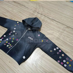 Sudadera con Capucha Extra Grande Unisex Personalizada de Invierno con Cierre, Estilo Desgastado, Parches, Bordado de Tapa de Botella, Pedrería, 100% Algodón Digital - Product Image 1