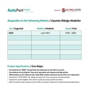 Kit de réparation de vitre de porte avant-droite/gauche pour Seat Leon (expédition du fabricant turc) Code produit: FD112943 - Product Image 2