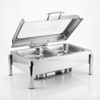 Équipement de restauration pour restaurant, ensemble de buffet à fondue en acier inoxydable argenté, chauffe-plat commercial à combustible