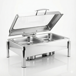 ציוד קייטרינג למסעדות, סיר חימום נירוסטה כסוף, סט בופה עם דוד מזון מסחרי המופעל על דלק - Product Image 6