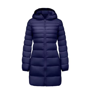 Chaqueta acolchada para mujer con capucha de manga larga con cremallera gruesa Casual Color sólido impermeable Logo poliéster - Product Image 2