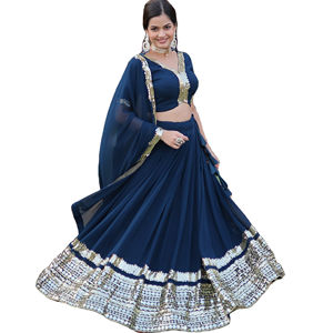 Último diseñador Faux Georgette bordado secuencia trabajo Lehenga Choli por Fab Zone - Product Image 1