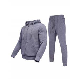 ชุดออกกำลังกายสองชิ้นมีซิปของผู้ชายกางเกงวอร์มเข้ารูปกันลมปกเสื้อแบบมีฮู้ด - Product Image 4