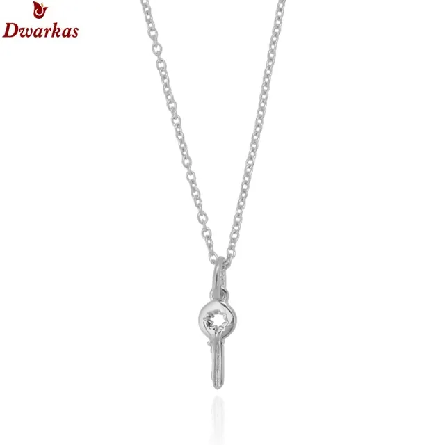 Thiết Kế Đơn Giản Rắn 925S Sterling Silver Rhodium Mạ Đồng Bằng Key Bạc Quyến Rũ Vòng Cổ Cho Phụ Nữ Đồ Trang Sức