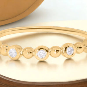 Anillo de Bodas de moissanita/diamante cultivado en laboratorio redondo de 0,10 quilates OEM al por mayor en diseño de burbujas de oro y plata de primera calidad - Product Image 2