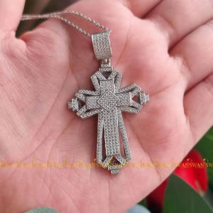 Hip Hop Jesus <b>Cross</b> Fine Jewelry Pendants & Charms Fully Bust Down With Round Cut Lab Grown Diamonds in 10kt <b>White</b> <b>Gold</b> - Product Image 2