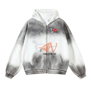 Sudadera con Capucha para Hombre, Estilo Desgastado, con Doble Cremallera, Lavado Ácido, Unisex - Product Image 2