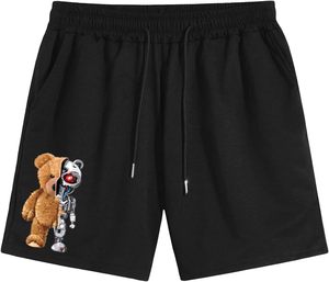 Pantalones cortos de calle personalizados para hombre, pantalones cortos con estampado gráfico, pantalones cortos de lana de algodón negro de verano a la moda con cintura elástica y cordón - Product Image 4