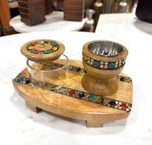 Quemador de Incienso Islámico Árabe de Madera Natural con Diseño Pintado a Mano, Quemador de Bakhoor, Soporte para Oud, Decoración para el Hogar y la Sala de Estar - Product Image 2