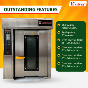 Kien An Electric Rotary Rack Oven 8-Tray Digital Control Hinged Door With 360-Degree Rotating Rack For Bakery <b>Baking</b> - Product Image 1