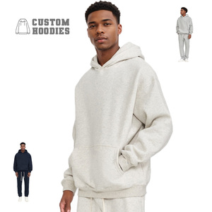 Sudadera con capucha extragrande de felpa francesa de 500 g/m² con estampado DTG y chándal corto de peso pesado para hombre, estilo urbano personalizado. - Product Image 3