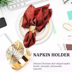 Servilletero de aleación Mertal en forma de hoja dorada para decoración de fiestas, añade un toque elegante a tu mesa de comedor - Product Image 2