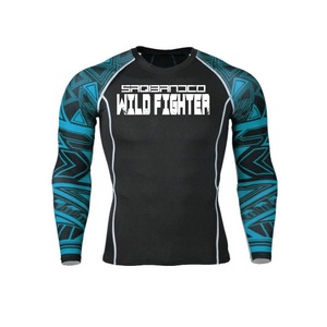 Logo personnalisé Jiu Jitsu Rash Guard Bjj MMA Anti-UV Surf Musculation Rashguard pour Hommes T Shirt - Product Image 1