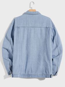 Chaqueta Vaquera Holgada de Mezclilla Lavada para Hombre, Tallas Grandes Personalizadas, Ropa Masculina, Chaqueta Vaquera de Moda para Hombre - Product Image 2