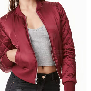 Elegante chaqueta bomber para mujer con cierre de cremallera y diseño personalizado forro de nylon Procesamiento de punto para ropa de calle informal - Product Image 5
