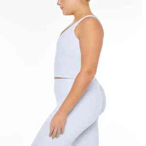 Nouveau soutien-gorge de sport extensible en nylon personnalisé best-seller vêtements de fitness et de yoga rembourrés bleu clair - Product Image 6