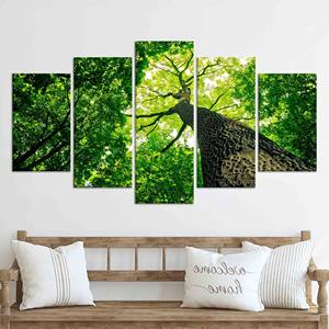 Printed Boho Canvas Artwork: Green Tree Landscape Design,SET OF 5 MIX CANVAS - Product Image 1