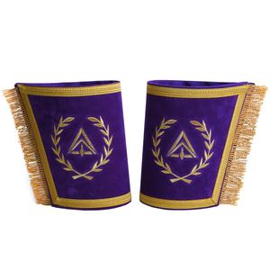 Council Cuff Puños de terciopelo morado con bordes de flecos Fabricante de puños masónicos personalizados - Product Image 1