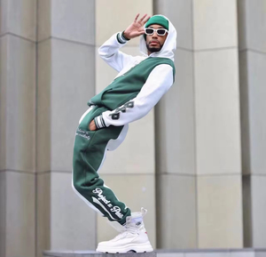 New Vintage Solid Fashion Oversized Casual Winter Track Suit 2 Piece Jogging Set Waterproof Windbreaker <b>Jacket</b> Sweatpants Hoodie - Product Image 4