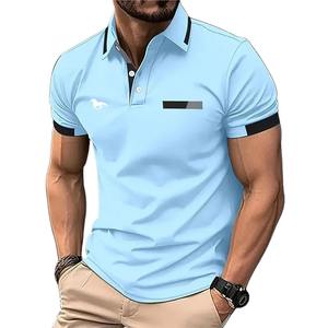 Polos de hombre con botones, camisa polo informal deportiva con solapa, manga corta, a la moda, con bloques de color, para verano, corte regular, polos con botones. - Product Image 3