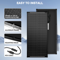 Panneau solaire monocristallin Rvpozwer 100W à cadre noir, double vitrage, demi-cellules, efficacité 22%, garantie 25 ans pour stockage d'énergie sur toiture
