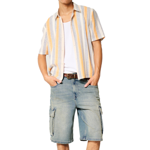 Pantalones cortos de tela vaquera informales de verano 100% de algodón de alta calidad para hombre, duraderos, elegantes, a la moda, con múltiples bolsillos, teñidos lisos - Product Image 3