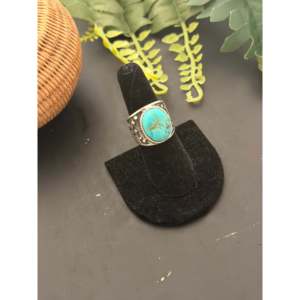 "Navajo Artisan Crafted <b>Statement</b> Turquoise <b>Ring</b> Size 6.75 Fine Jewelry Natural Stone Sterling <b>Silver</b>" - Product Image 4