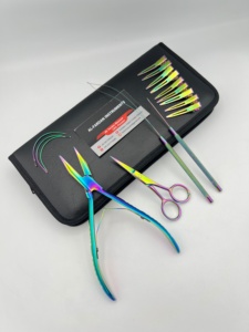 Hair Extension <b>Tools</b> Kit Reusable Rainbow <b>Multi</b> Color Surgical Grade Stainless Steel Beads Thread Flat <b>Plier</b> Clips Loop Scissors - Product Image 2