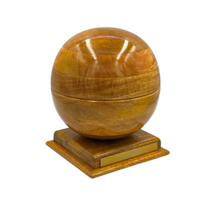 High Quality Handcrafted Wooden Cremation Urn for Human and <b>Pet</b> <b>Ashes</b> ODM OEM Round Wood Urn with Base for Memorial <b>Keepsake</b> - Product Image 1