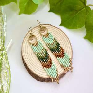 Designer <b>Handmade</b> Boho Brass Gold Seeds Beaded <b>Earrings</b> Accessory for Women and Girls Wear in Wedding Party, Hldi , Mehendi - Product Image 3