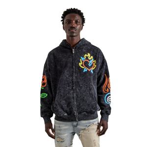 Sweat à capuche zippé pour homme en molleton bouclette délavé à l'acide et effet soleil, personnalisable, style streetwear décontracté, dernier design, vente en gros OEM - Product Image 1