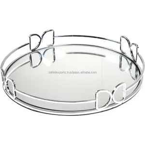 Bandeja Decorativa Multifuncional de Metal Rectangular Moderna, Diseño Geométrico con Asas de Cuerda, para Decoración del Hogar, Navidad - Product Image 1