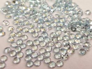 พลอยสกายบลูโทแพซทรงกลมเจียระไนแบบโรสคัท ขนาด 3 มม. ถึง 6 มม. คุณภาพสูง ด้านหลังแบน - Product Image 3