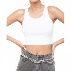 Nouveau débardeur sans manches en coton côtelé extensible pour femmes personnalisé - Product Image 1