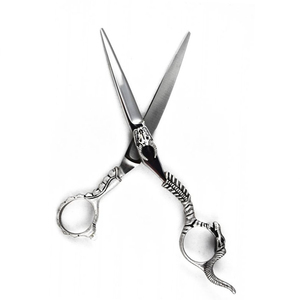 กรรไกรสแตนเลสมังกรแบบมืออาชีพจากเยอรมันด้ามจับมังกรที่วางนิ้วที่ปลายแหลมสีเงินมีสไตล์ - Product Image 1
