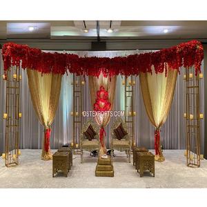 Mandap de Metal Moderno de Estilo Abierto, Decoración Única para Bodas, Arreglo de Mandap de Metal para Bodas Fusion, Decoración de Mandap de Metal para Bodas Indias en el Reino Unido - Product Image 1