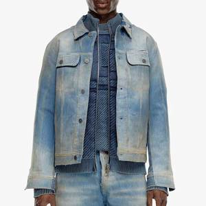 Chaqueta vaquera de algodón 100% más vendida para hombre, chaqueta vaquera de invierno transpirable a prueba de viento con cuello levantado, precio barato - Product Image 2